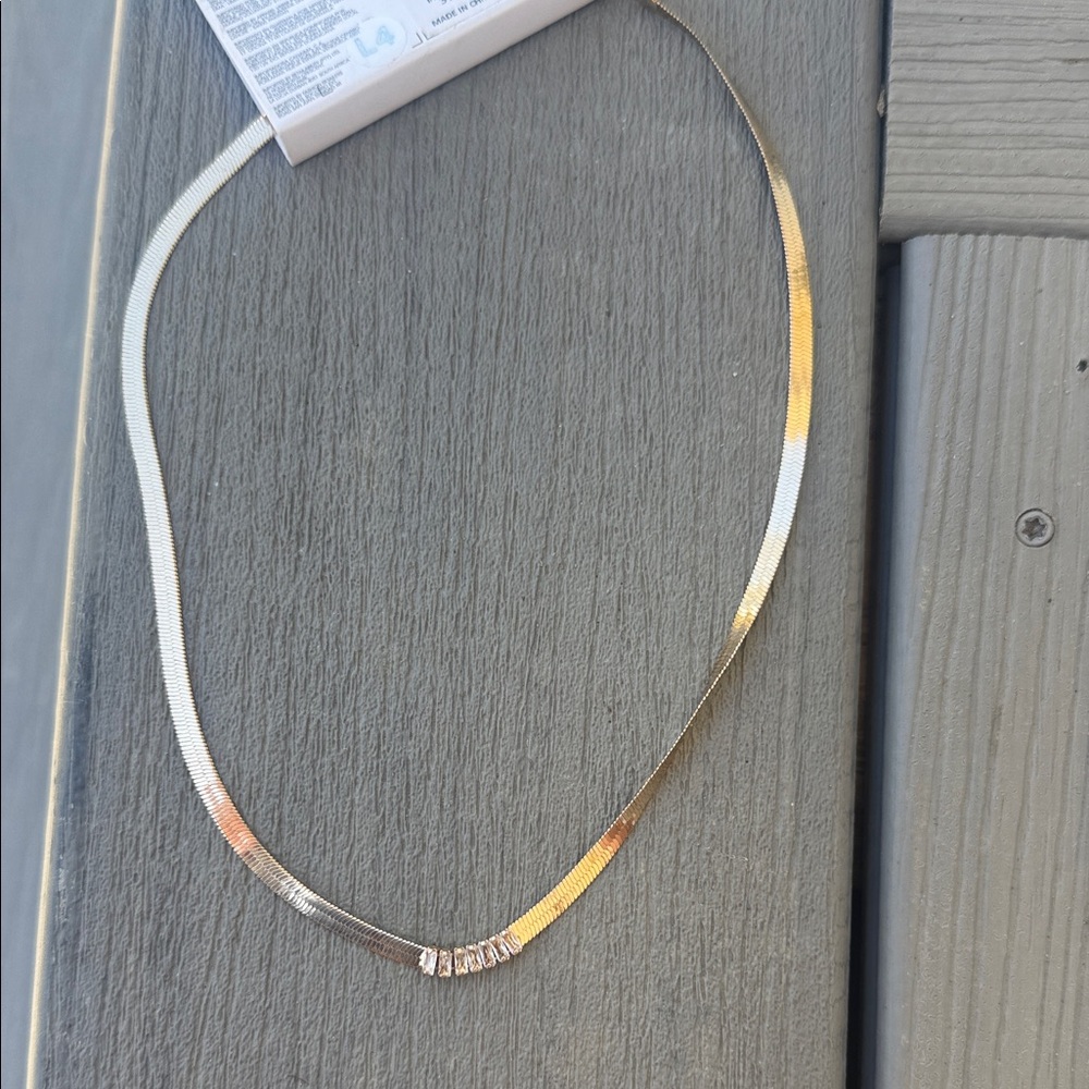 Gold and Silver Two-Tone Herringbone Necklace